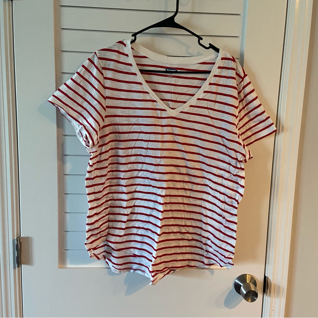 Old Navy Everywear Red And White Striped Tshirt Size Xl